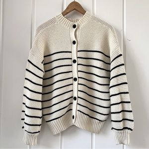 Alex Mill Nico Cardigan in Ecru and Dark Navy